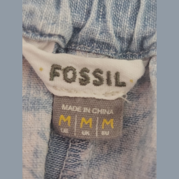 Fossil Light Denim Floral Elastic Waist Skirt Sz Medium - Picture 2 of 7